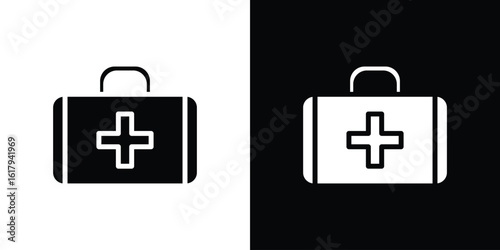 First aid box icon set in black glyph style. silhouette collection vector illustration.