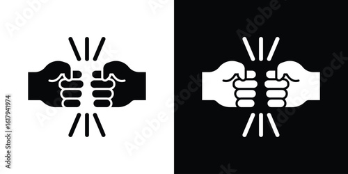 Fist bump icon set in black glyph style. silhouette collection vector illustration.