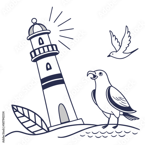 Stylized illustration of a white church with red accents and domes on a white background