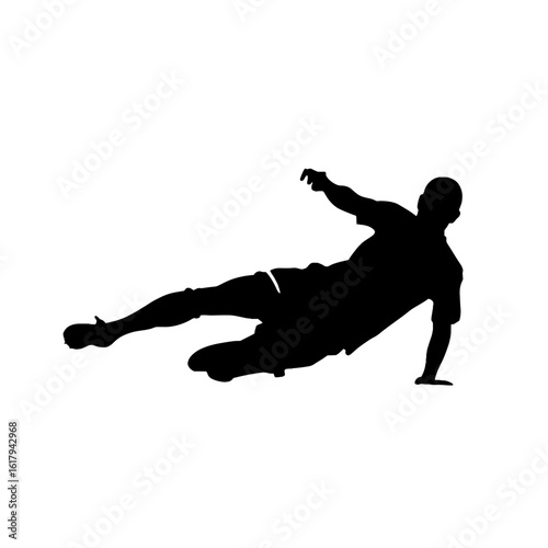 A dynamic silhouette captures a person mid-action, executing an acrobatic movement.
