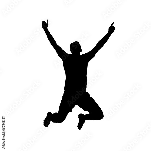 Silhouette of a person jumping for joy.