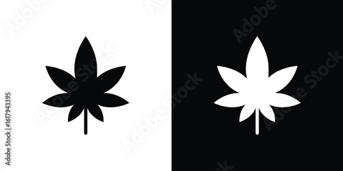 Cannabis leaf icon set in black glyph style. silhouette collection vector illustration.