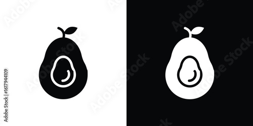 Avocado icon set in black glyph style. silhouette collection vector illustration.