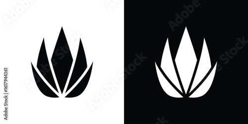 Aloe vera icon set in black glyph style. silhouette collection vector illustration.
