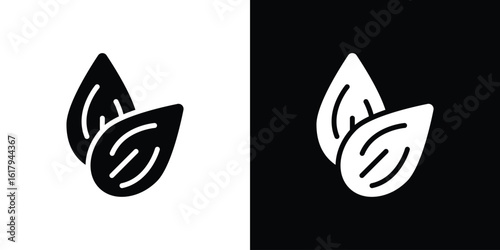 Almond icon set in black glyph style. silhouette collection vector illustration.
