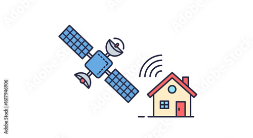 Satellite communication connects home and technology, offering wireless data transmission possibilities