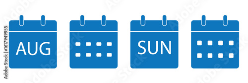 Calendar icon set with different styles. Colorful vector icons Variety designed in filled, outline, flat, glyph and line colored. Editable stroke style can be used for web, mobile, Ui and more. Eps 10