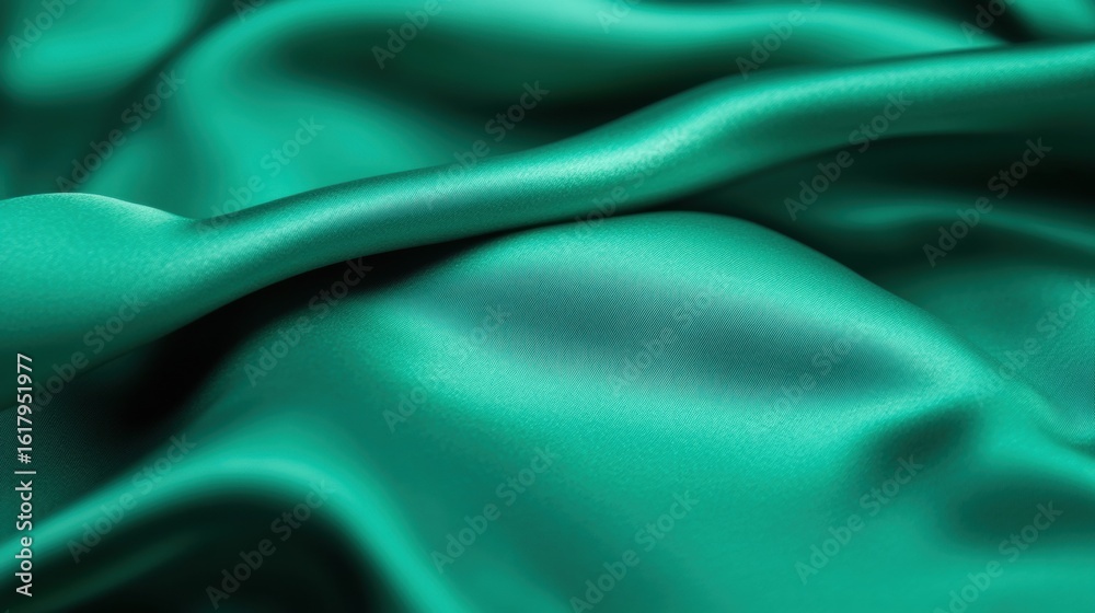 Obraz premium Soft emerald fabric folds gracefully, highlighting its luxurious texture and color while catching light in a subtle way