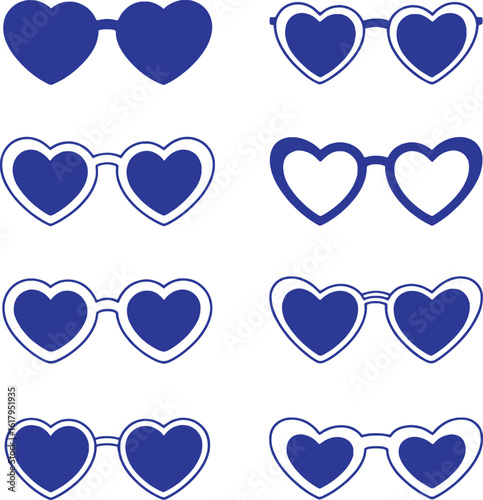 Blue heart shaped eyeglasses collection diverse styles eyewear accessory