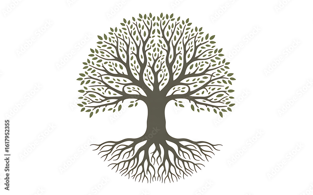 Naklejka premium Tree with roots isolated on white background