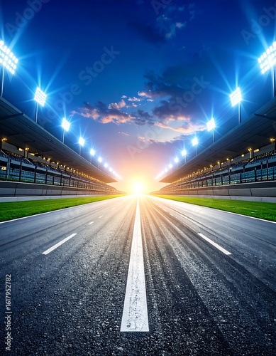 Racing track at sunset