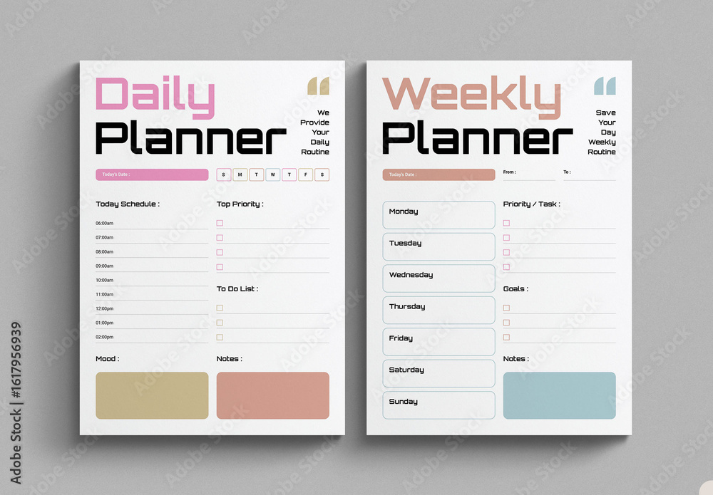 Daily & Weekly Planner Template Stock Template | Adobe Stock