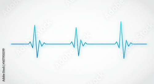 Blue electrocardiogram line on a white background