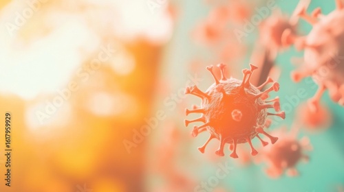 Microscopic view of virus cell with vivid colors in natural light setting