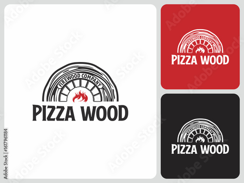 pizza wood logo vector