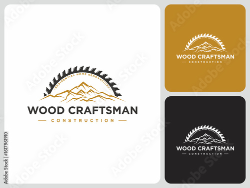 wood craftsman logo vector