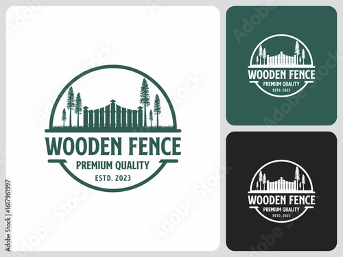 vector logo of wooden fence craftsman