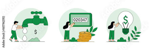 Saving for future: A creative compilation that visualizes financial wisdom through imagery and symbolism, including money, ideas, meter, and savings, presented with innovative art in mind