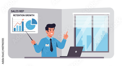 Sales Representative Discussing Business Growth And Data Analysis In The Office