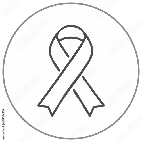 Minimalist Line Art Awareness Ribbon Symbol for Health Support and Charitable Cause Campaigns