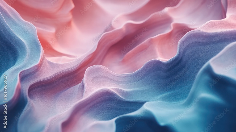 Fototapeta premium Abstract, soft, flowing, color gradient, wavy, fabric-like texture, dynamic, pastel, tones, blend