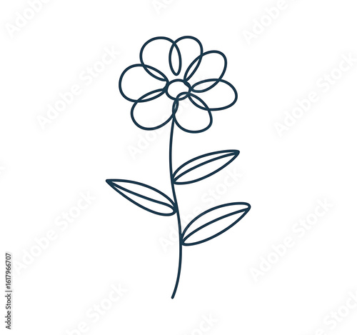Single flower line drawing botanical floral