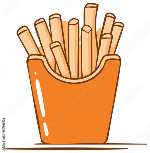 Stylized Fries Illustration Fast Food Treat Delicious Snack Box