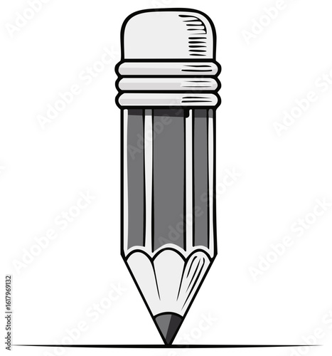 Sharp Pencil with Eraser Drawing a Line