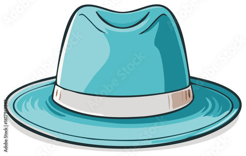 Vibrant blue cartoon fedora hat classic headwear fashion accessory illustration