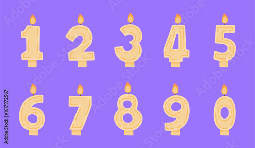 Birthday number candles set from 0 to 9
