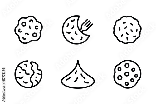 Assorted cookie shapes with decorative elements and fork cookies biscuits