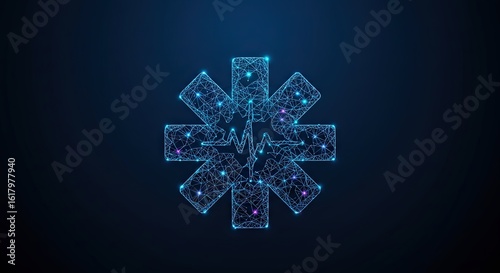 Star of Life medical symbol with a heartbeat line
