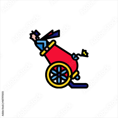 Man being fired from a cannon in circus show with bright colors and whimsical style, capturing the excitement and danger of the act.