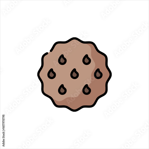 Chocolate chip cookie sits on a white surface, ready to be eaten as a sweet treat, conveying deliciousness and simple pleasure.