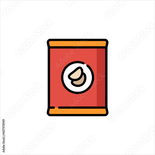 Sealed Metal Can Container With Food Label Circle