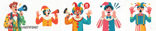 funny clown character vector is screaming