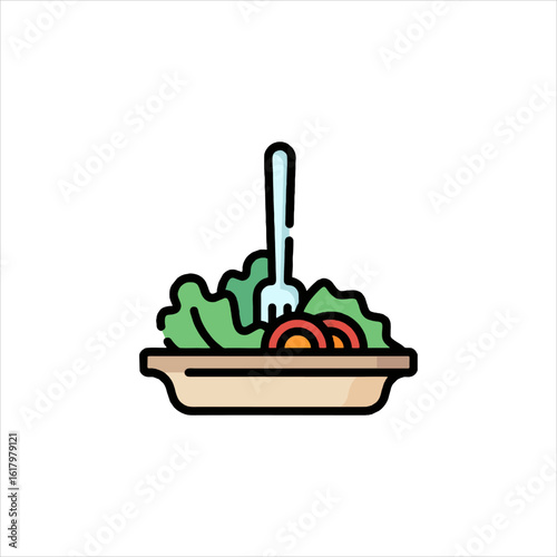 Fresh salad with tomatoes and lettuce served in a bowl with a fork, promoting healthy eating and a balanced diet for a vibrant lifestyle.