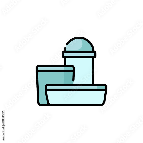 Stack of reusable food containers sitting on a white surface representing ecofriendly lifestyle and sustainable choices for reducing waste.