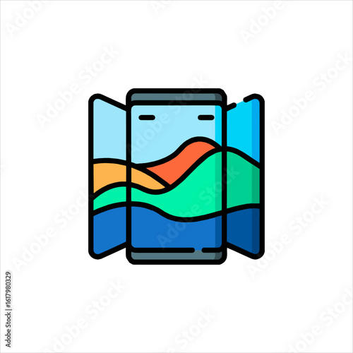 Folded Map With Route Lines