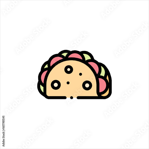 Delicious taco filled with meat and vegetables sitting on a white surface, showcasing vibrant colors and inviting flavors for a quick lunch treat.