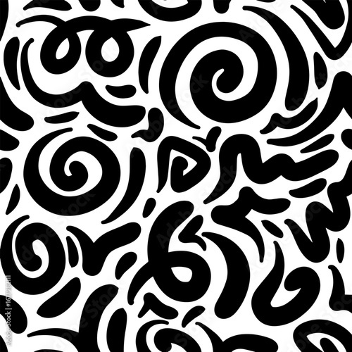 Fun line doodle seamless pattern. Creative minimalist style art background for children or trendy design with basic shapes. vector illustration.
