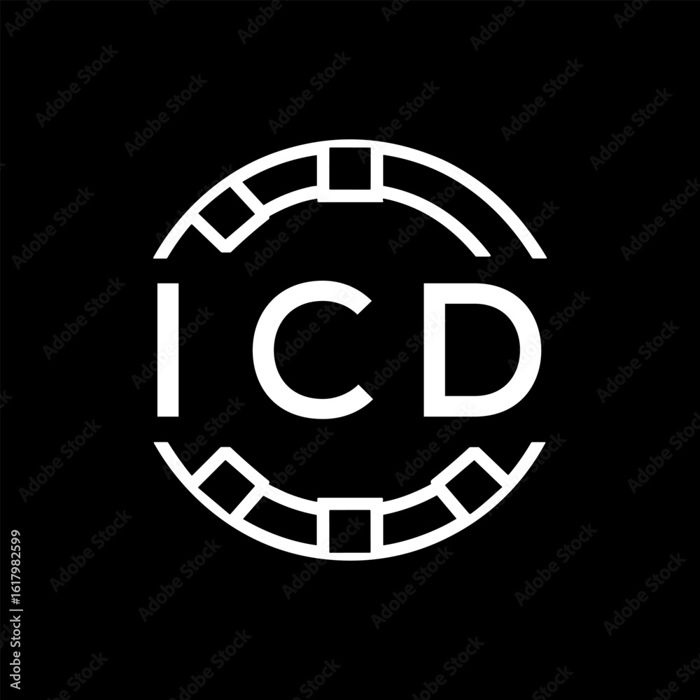Obraz premium ICD “Modern FVA Monogram Logo Design, Sleek Minimalist Letter mark in Circle, High- ICD Later Logo, Contrast Branding Concept” 