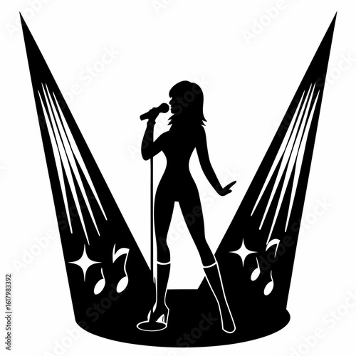 Stage Spotlight Female Singer Silhouette