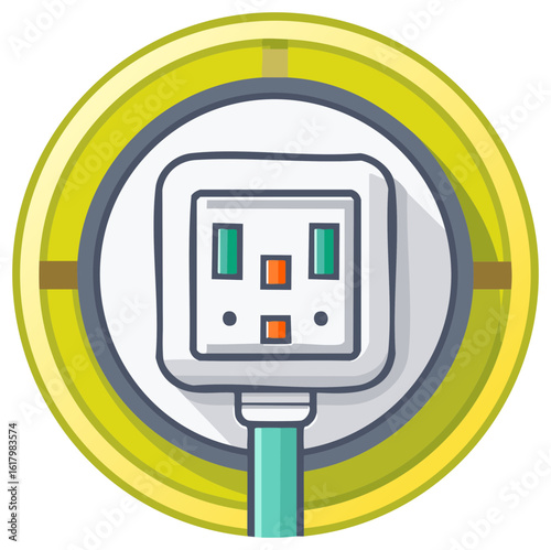 Universal electrical power plug adapter icon with multiple international socket types and connecting cable