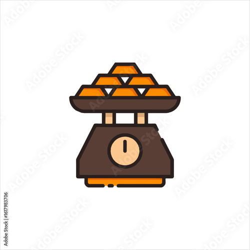 Gold bars being weighed on vintage scale in dimly lit vault, symbolizing wealth and security. showing amazing visual quality and appeal.