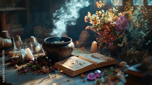 Mystical still life with incense