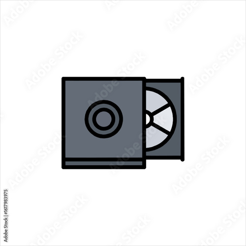 Cd in open case represents digital media and data storage for music, software, or archiving in a simple and modern way.