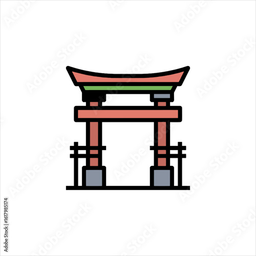 Traditional japanese torii gate stands peacefully against a plain white backdrop, evoking a sense of serenity and cultural heritage.