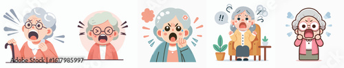 grandma character vector is screaming