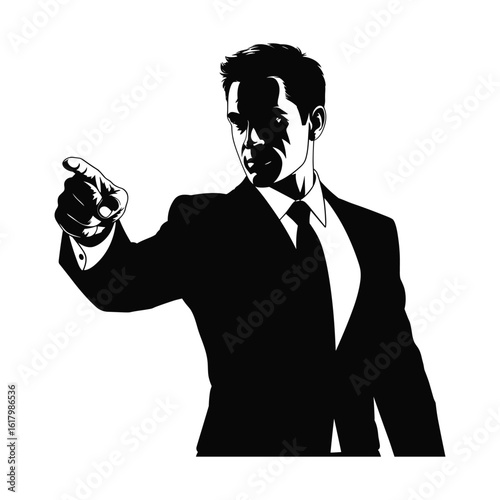 Man in suit holding a gun in a dramatic pose